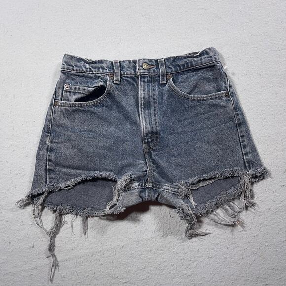 VTG Levi's 501 Shorts Women 28 Gray High Rise Button Fly Cutoff Distressed Denim - Picture 1 of 11
